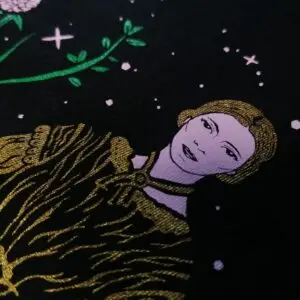 Camiseta Sirviendo Coño · Detalle de la ilustración de Manojito de Claveles