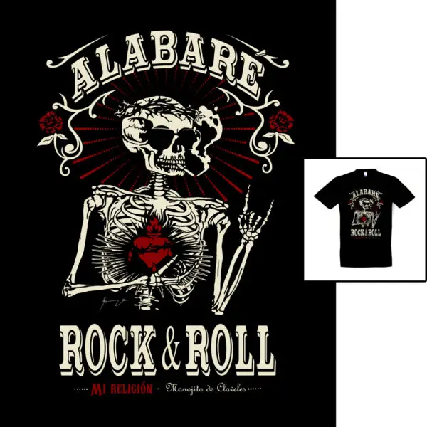 Camiseta Alabaré Rock and Roll de Manojito de Claveles patrón masculino y unisex