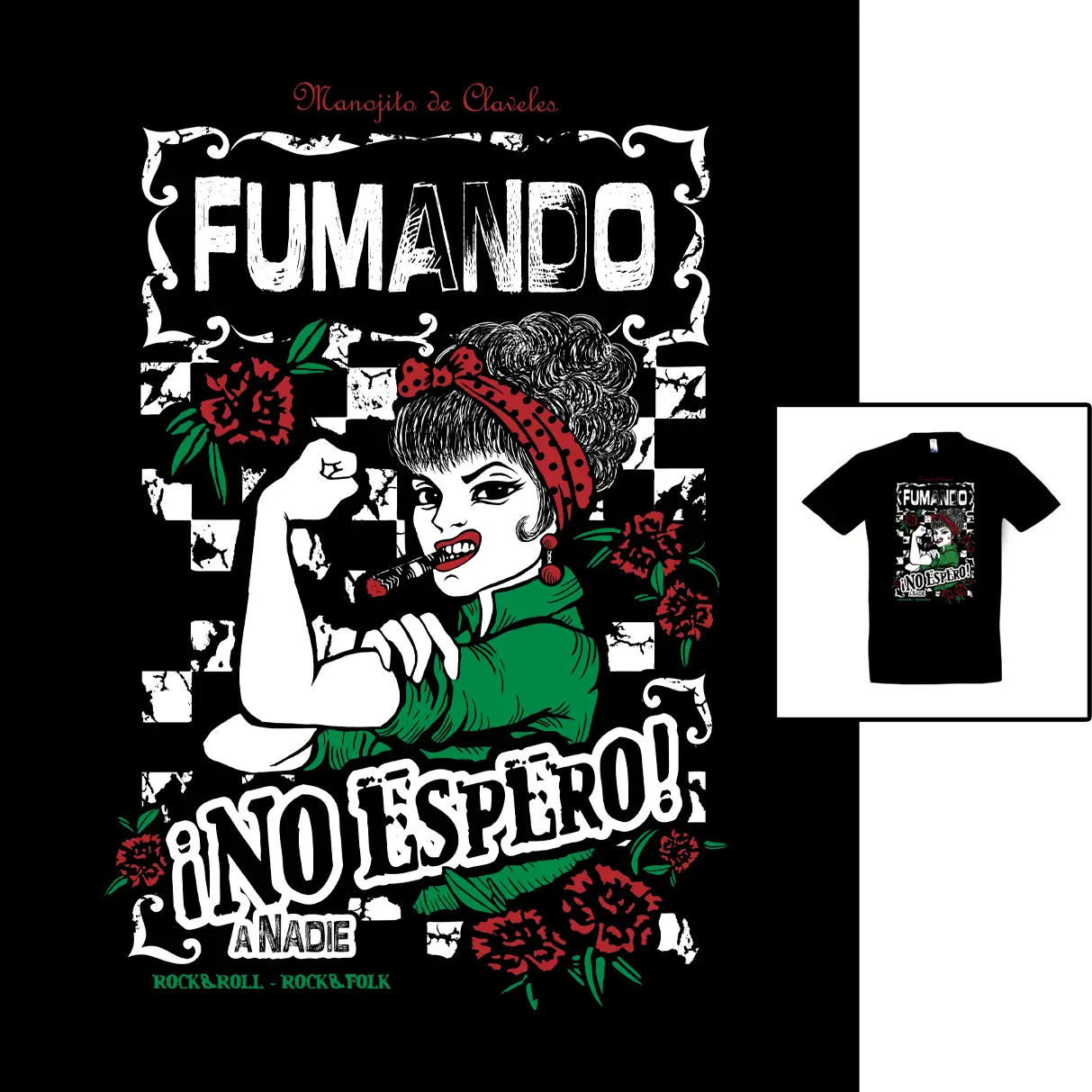 Camiseta La Fumadora para hombre Camiseta Fumadora de Manojito de Claveles patrón unisex