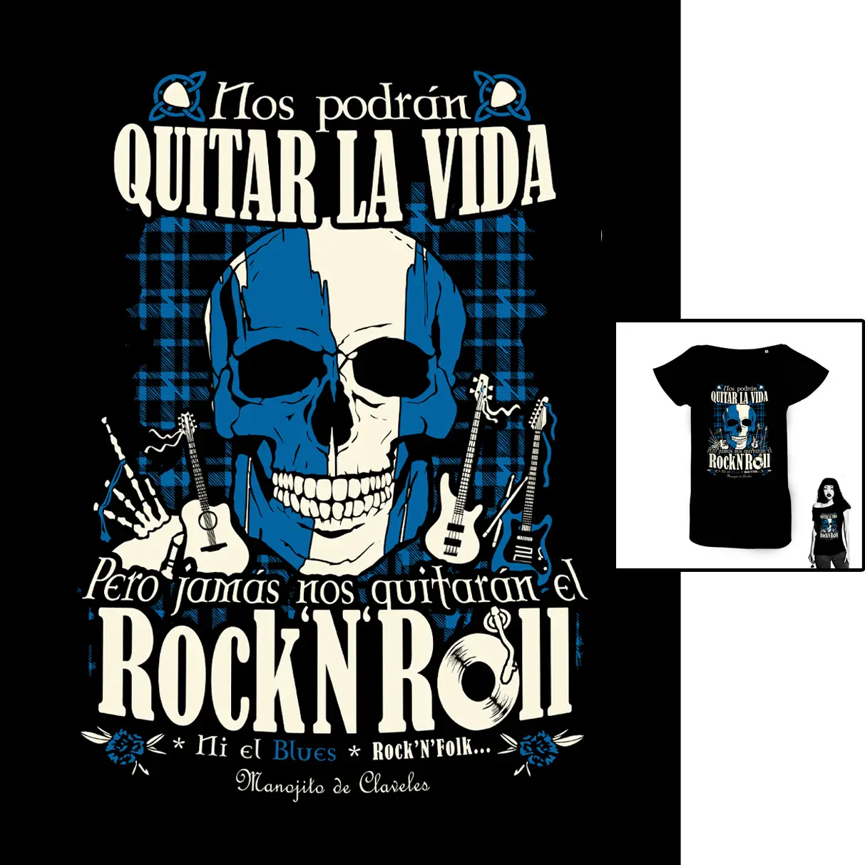 Camiseta Quitar la Vida para mujer Camiseta Brave Rock and Roll de Manojito de Claveles patrón femenino
